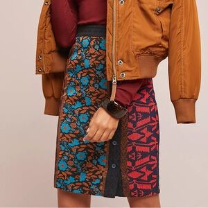 Anthropologie Multicolor Patterned Pencil Skirt